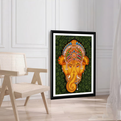 LuxuryStroke's Creative Ganesha Painting, Ganpati Artworkand Acrylic Ganesha Painting - Contemporary Lord Ganesha Kerala Mural Style Art Painting