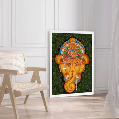 LuxuryStroke's Creative Ganesha Painting, Ganpati Artworkand Acrylic Ganesha Painting - Contemporary Lord Ganesha Kerala Mural Style Art Painting