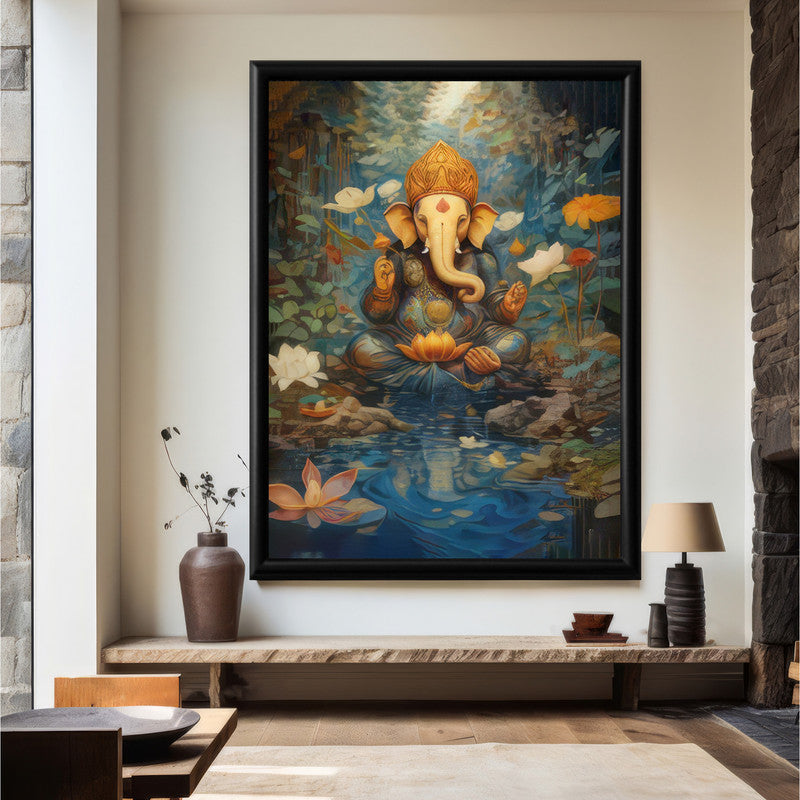 LuxuryStroke's Acrylic Ganesha Painting, Modern Ganesha Acrylic Paintingand Ganesh Modern Art Painting - Contemporary Lord Ganesh Watercolor Painting