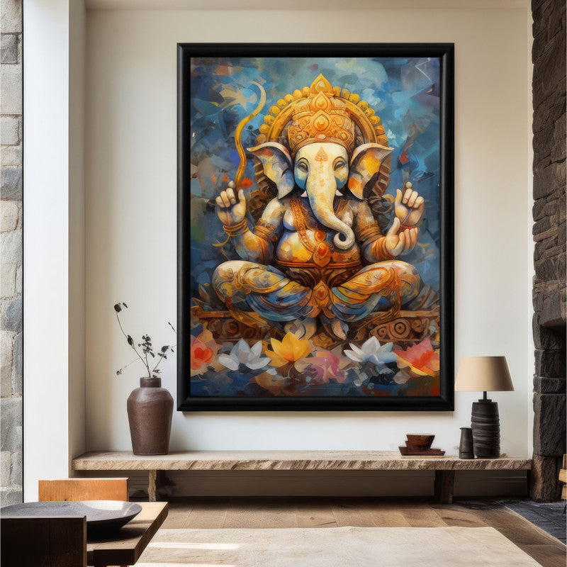 LuxuryStroke's Ganesh Modern Art, Ganesh Modern Art Paintingand Acrylic Ganesha Painting - Contemporary Lord Ganesh Watercolor Painting