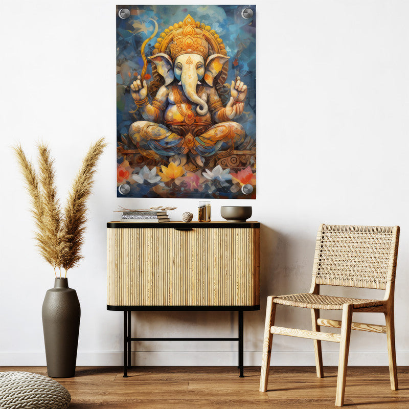 LuxuryStroke's Ganesh Modern Art, Ganesh Modern Art Paintingand Acrylic Ganesha Painting - Contemporary Lord Ganesh Watercolor Painting