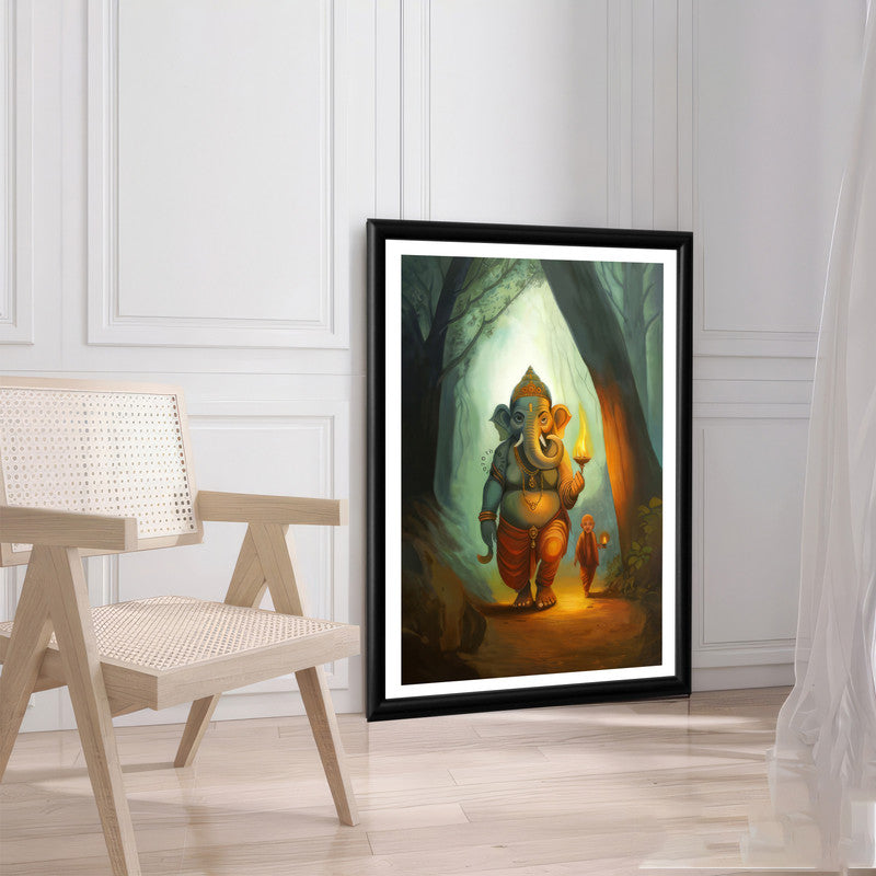 LuxuryStroke's Ganpati Acrylic Painting, Acrylic Ganesha Paintingand Ganesh Modern Art - Contemporary Modern Ganesha Painting