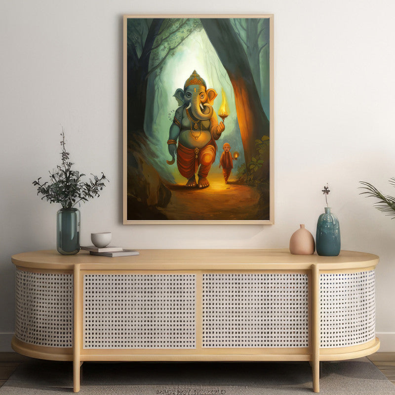 LuxuryStroke's Ganpati Acrylic Painting, Acrylic Ganesha Paintingand Ganesh Modern Art - Contemporary Modern Ganesha Painting