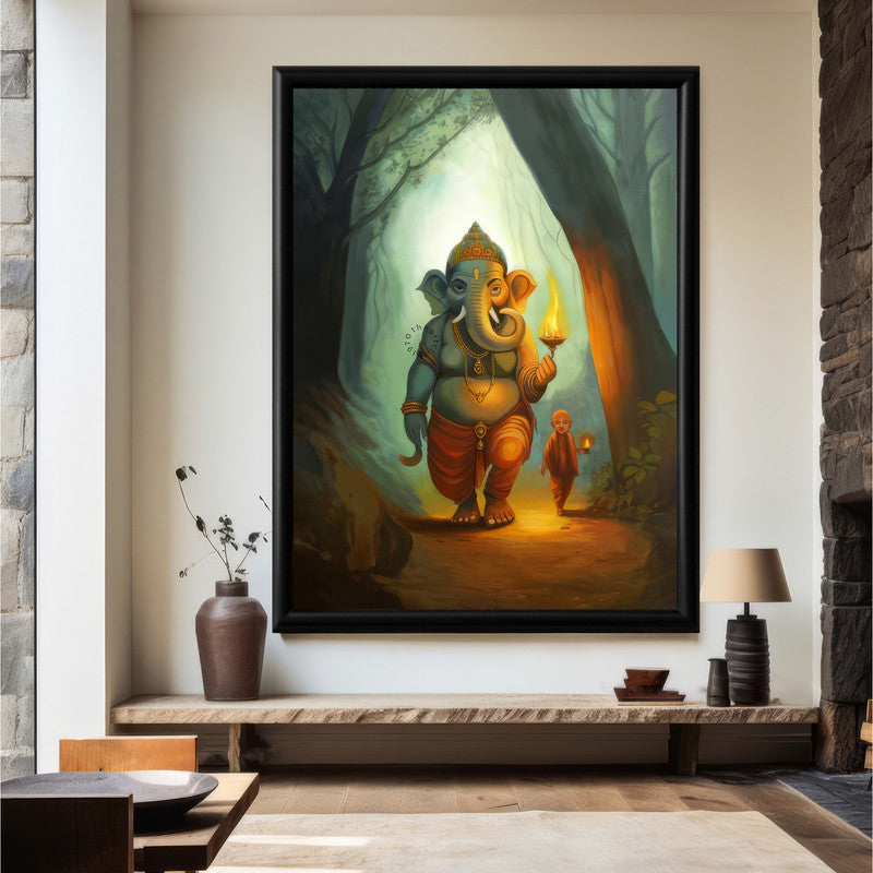 LuxuryStroke's Ganpati Acrylic Painting, Acrylic Ganesha Paintingand Ganesh Modern Art - Contemporary Modern Ganesha Painting