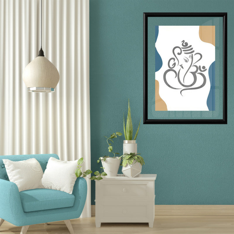 LuxuryStroke's Abstract Ganesha Doodle Art, Ganesh Line Artand Ganeshji Line Art - Contemporary Modern Abstract Lord Ganesha Painting