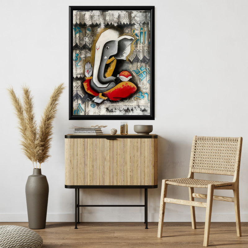 LuxuryStroke's Abstract Ganesha Acrylic Painting, Acrylic Ganesha Paintingand Creative Ganesha Painting - Contemporary Modern abstract Ganesha Painting