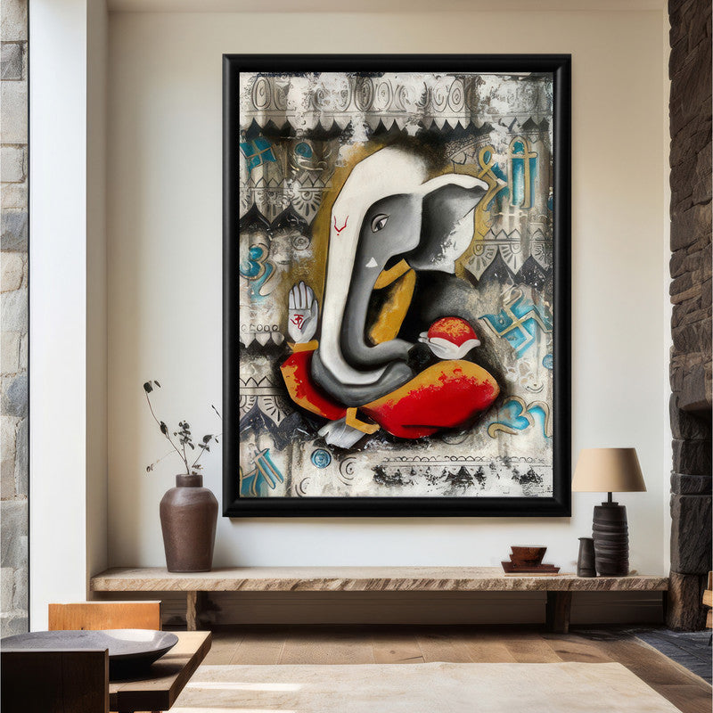 LuxuryStroke's Abstract Ganesha Acrylic Painting, Acrylic Ganesha Paintingand Creative Ganesha Painting - Contemporary Modern abstract Ganesha Painting