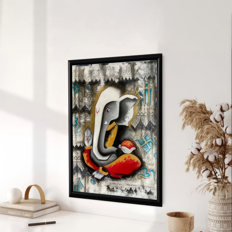 LuxuryStroke's Abstract Ganesha Acrylic Painting, Acrylic Ganesha Paintingand Creative Ganesha Painting - Contemporary Modern abstract Ganesha Painting