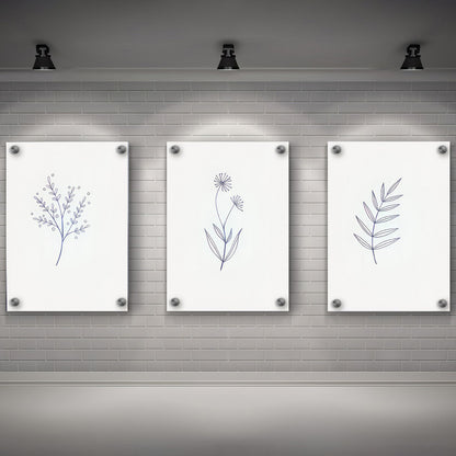 LuxuryStroke's Beautiful Flower Painting, Minimalistic Beautiful Floral Paintingand Floral Painting - Botanical Art - Set of 3 Minimalistic Leaves Art Paintings