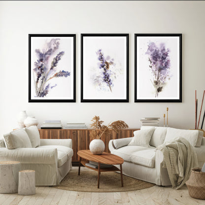 LuxuryStroke's Abstract Floral Painting, Acrylic Floral Paintingand Abstract Flower Paintings - Botanical Art - Set of 3 Purple Floral Art Paintings