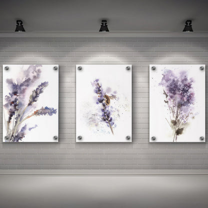 LuxuryStroke's Abstract Floral Painting, Acrylic Floral Paintingand Abstract Flower Paintings - Botanical Art - Set of 3 Purple Floral Art Paintings