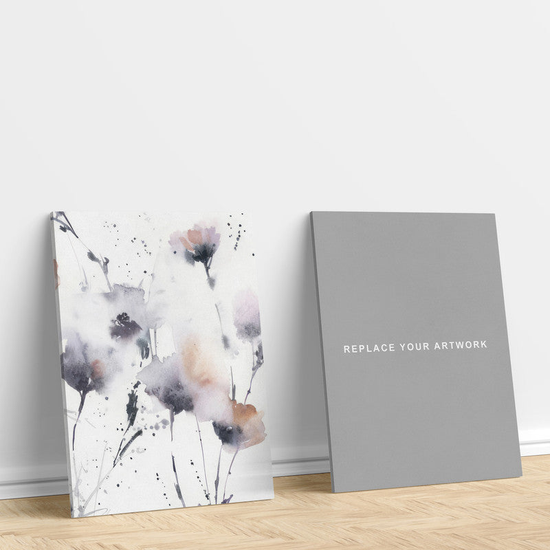 LuxuryStroke's Minimalistic Beautiful Floral Painting, Beautiful Flower Paintingand Floral Painting Acrylic - Purple Petals Poetry: A Set Of 2 Floral Masterpieces