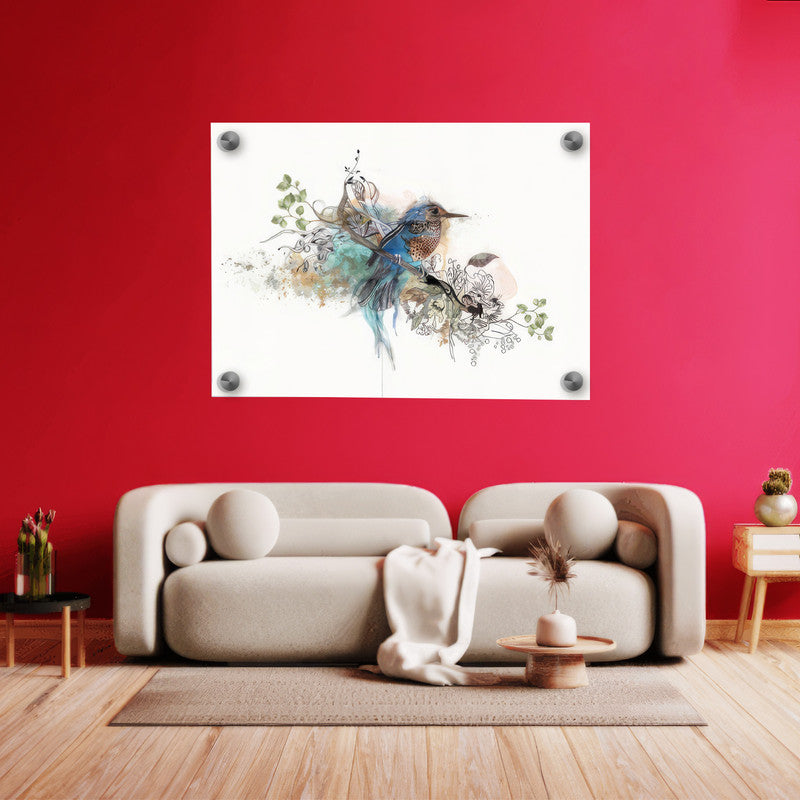 LuxuryStroke's Birds Art Painting, Paintings Of Animalsand Abstract Animal Paintings - Birds On Tree Painting