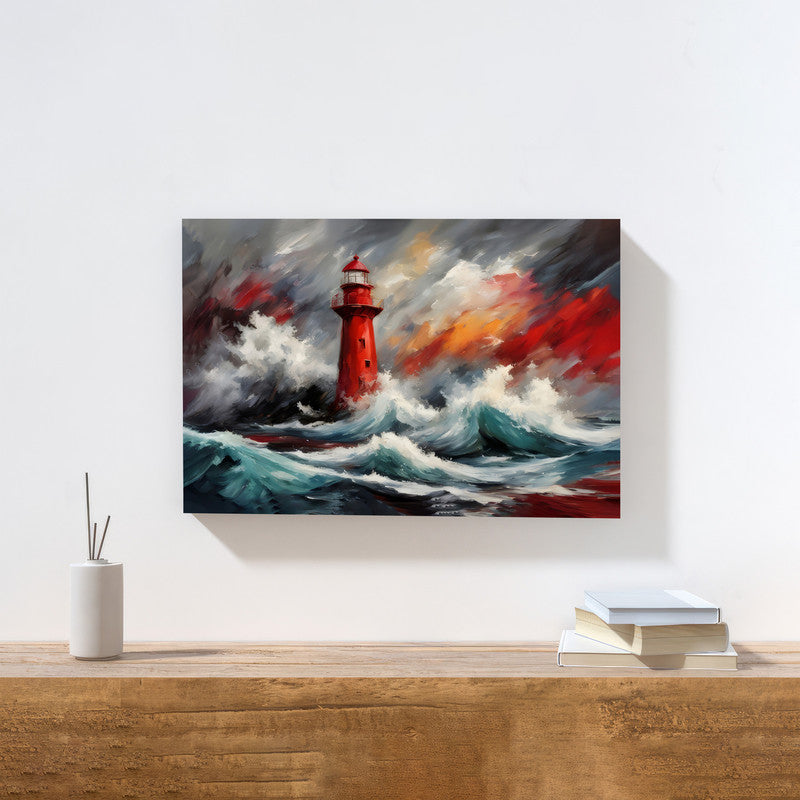 LuxuryStroke's Landscape Art, Acrylic Landscape Paintingand Scenery Art - Lighthouse & Ocean Waves