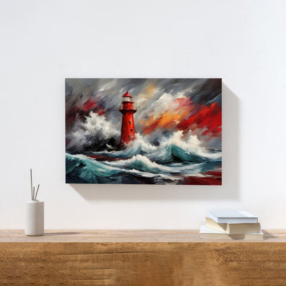 LuxuryStroke's Landscape Art, Acrylic Landscape Paintingand Scenery Art - Lighthouse & Ocean Waves