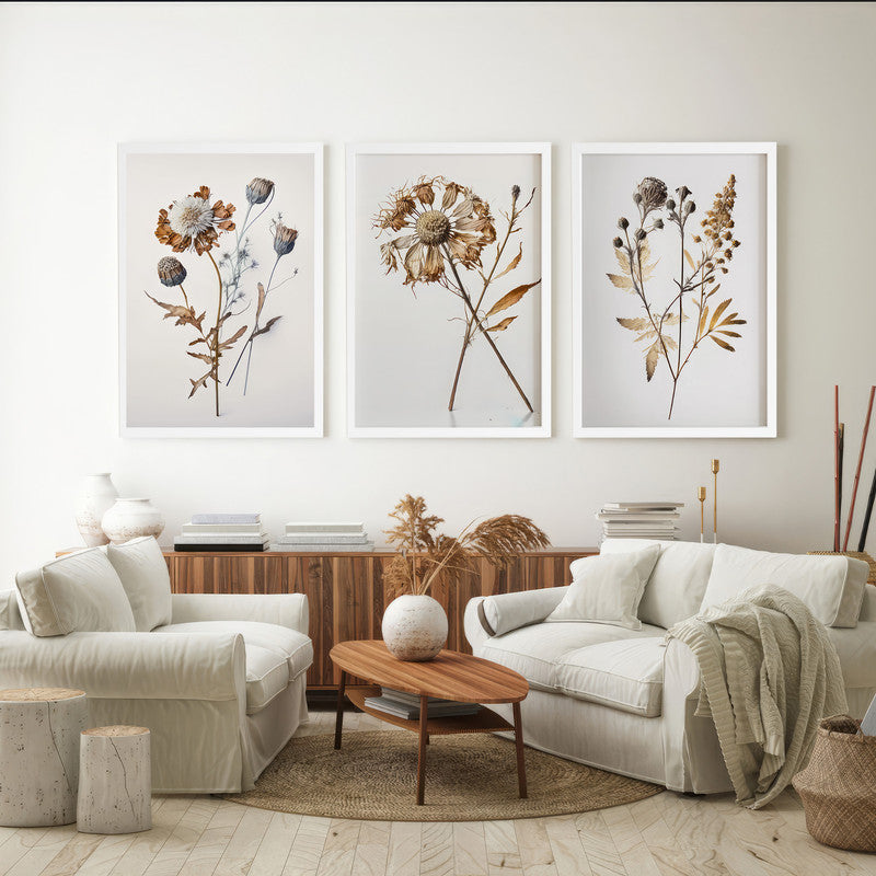 LuxuryStroke's Minimalistic Beautiful Floral Painting, Beautiful Floral Paintingand Beautiful Flower Painting - Floral Art: Set Of 3 Minimalistic Floral Art Paintings