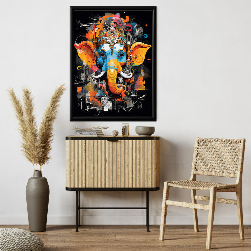 LuxuryStroke's Acrylic Ganesha Painting, Creative Ganesha Paintingand Modern Art Of Ganpati - Lord Ganesha Art Masterpiece: Spiritual Art In Vibrant Hues