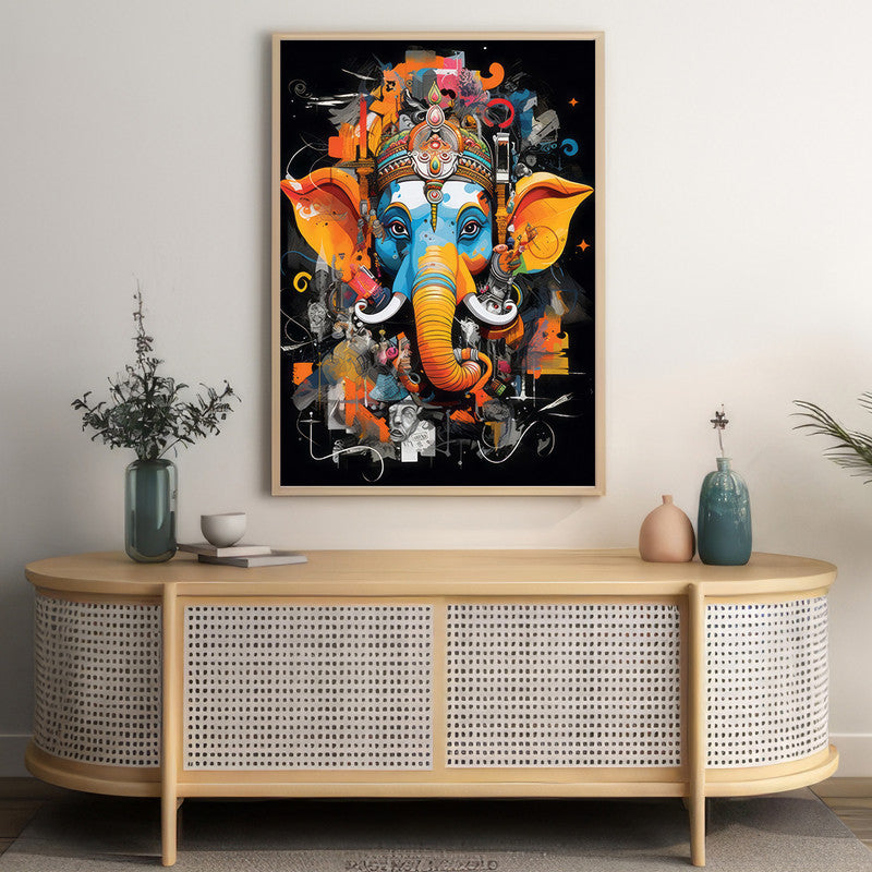 LuxuryStroke's Acrylic Ganesha Painting, Creative Ganesha Paintingand Modern Art Of Ganpati - Lord Ganesha Art Masterpiece: Spiritual Art In Vibrant Hues