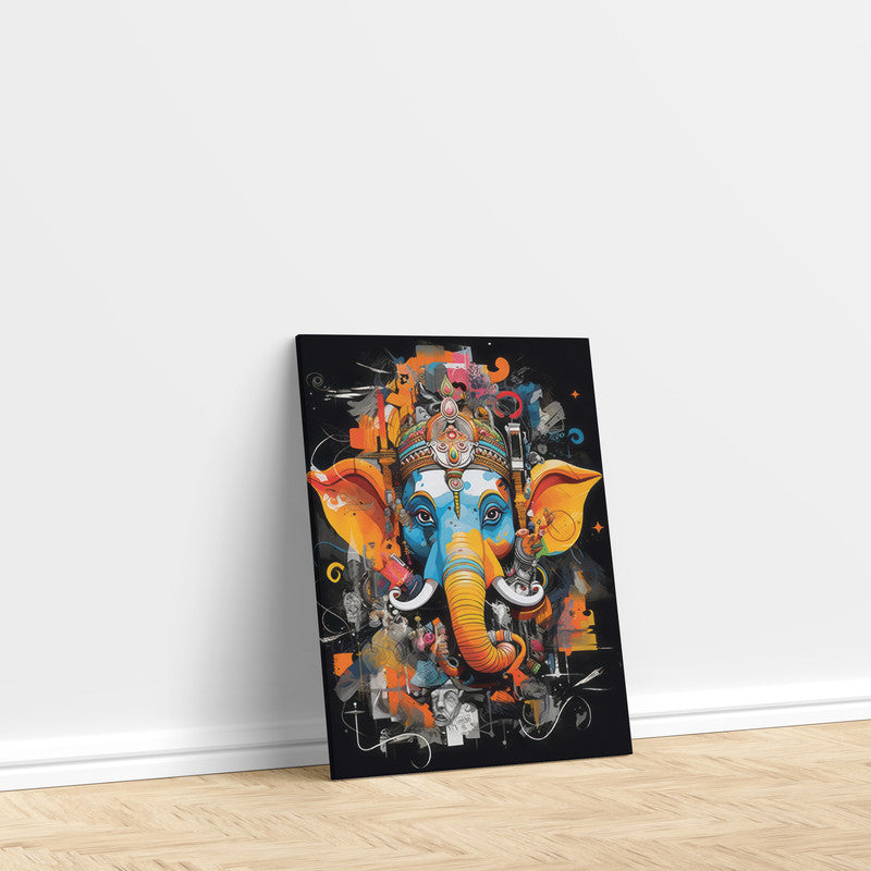 LuxuryStroke's Acrylic Ganesha Painting, Creative Ganesha Paintingand Modern Art Of Ganpati - Lord Ganesha Art Masterpiece: Spiritual Art In Vibrant Hues