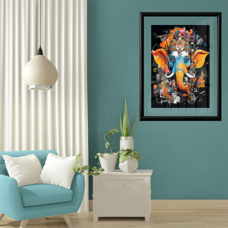 LuxuryStroke's Acrylic Ganesha Painting, Creative Ganesha Paintingand Modern Art Of Ganpati - Lord Ganesha Art Masterpiece: Spiritual Art In Vibrant Hues