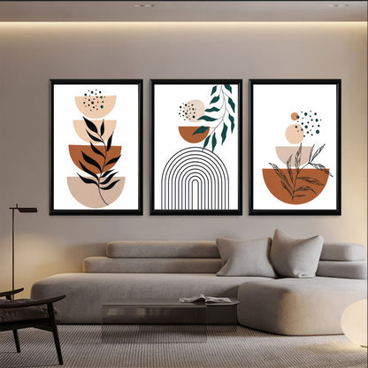 LuxuryStroke's Boho Flower Painting, Boho Art Paintingand Boho Style Painting - Boho Art - A Set Of 3 Minimalistic Japandi Art Paintings