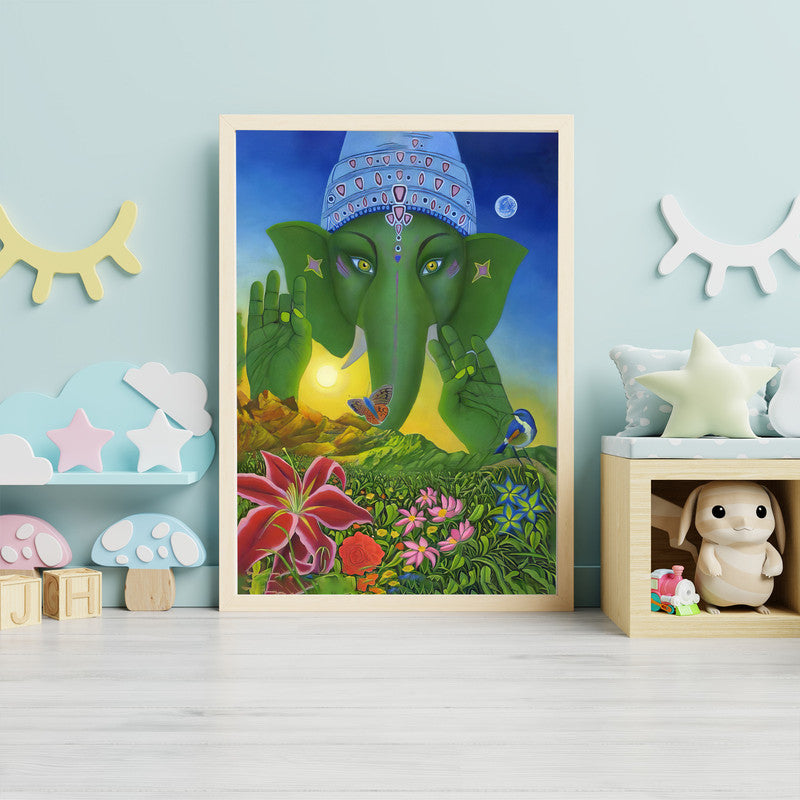 LuxuryStroke's Childrens Bedroom Wall Pictures, Ganesha Wall Artand Nursery Canvas Wall Art - Little Ganesha