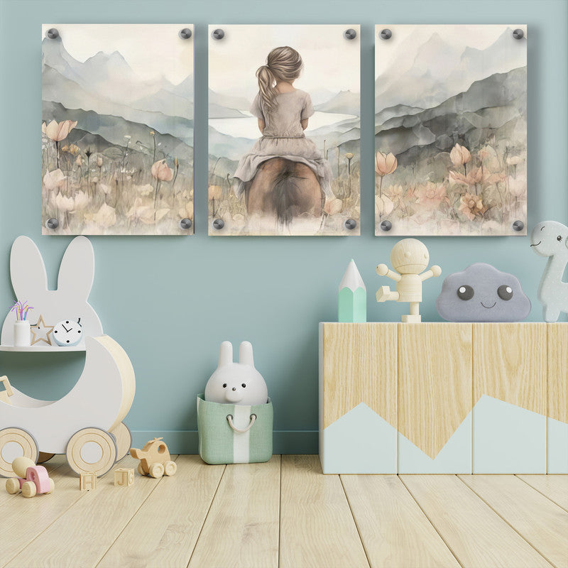 LuxuryStroke's Childrens Bedroom Wall Pictures, Children Nursery Wall Artand Nursery Canvas Wall Art - Heading Towards Glory - Child On Horse