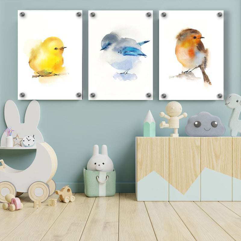 LuxuryStroke's Childrens Bedroom Wall Pictures, Nursery Animal Wall Artand Nursery Canvas Wall Art - Cute Birds