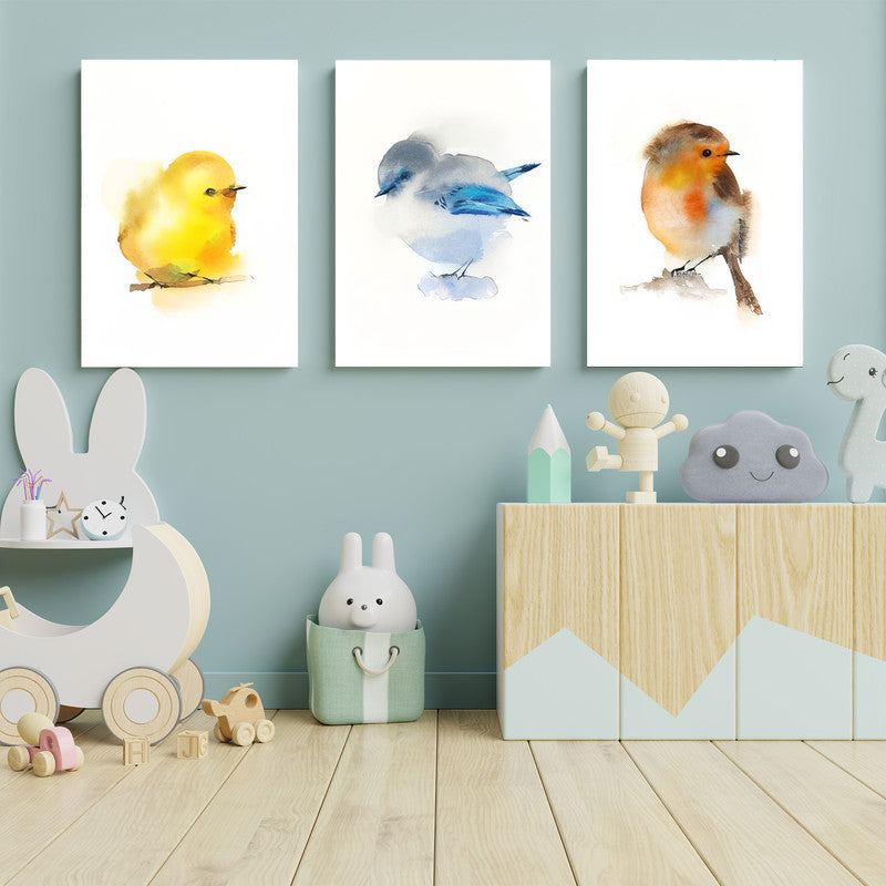 LuxuryStroke's Childrens Bedroom Wall Pictures, Nursery Animal Wall Artand Nursery Canvas Wall Art - Cute Birds
