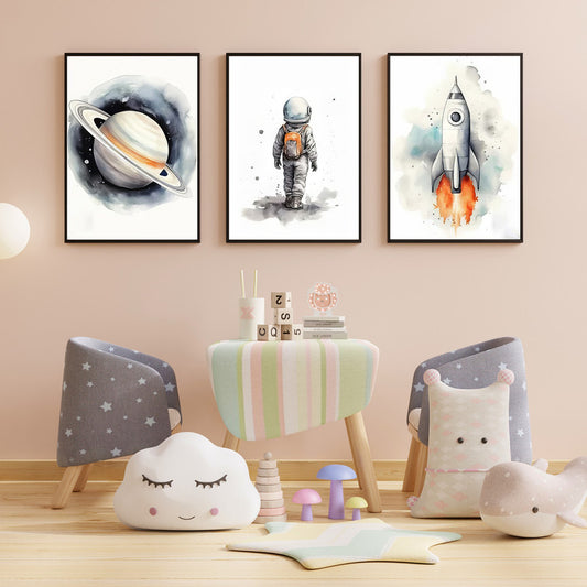 LuxuryStroke's Space Astronaut Art For Children, Motivational Paintings For Studentsand Childrens Bedroom Wall Pictures - Astronaut