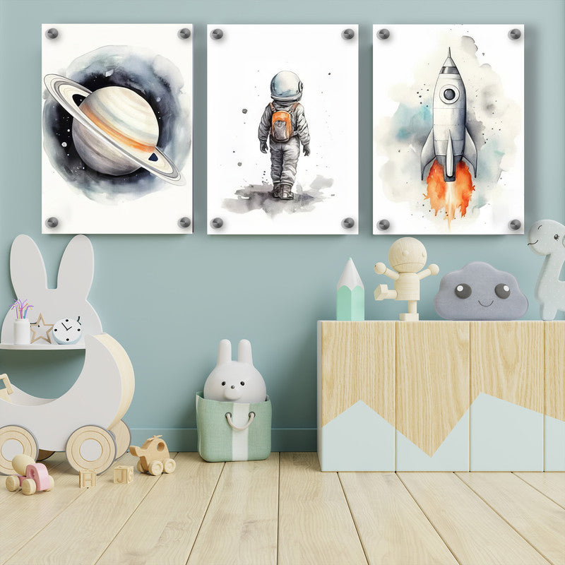 LuxuryStroke's Space Astronaut Art For Children, Motivational Paintings For Studentsand Childrens Bedroom Wall Pictures - Astronaut