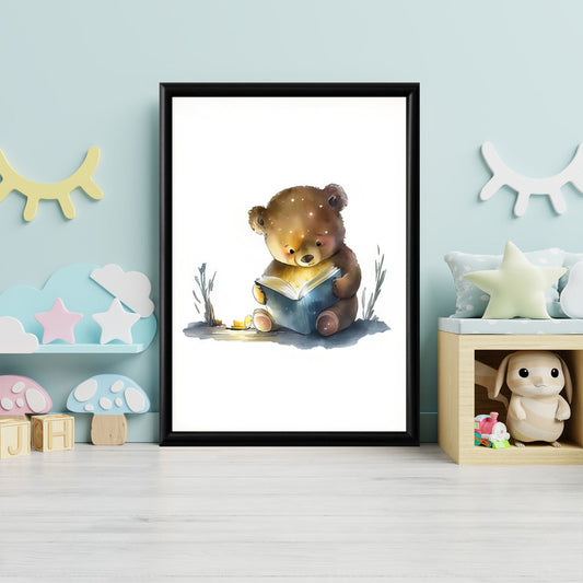 LuxuryStroke's Childrens Bedroom Wall Pictures, Nursery Animal Wall Artand Nursery Canvas Wall Art - Little Bear Learining