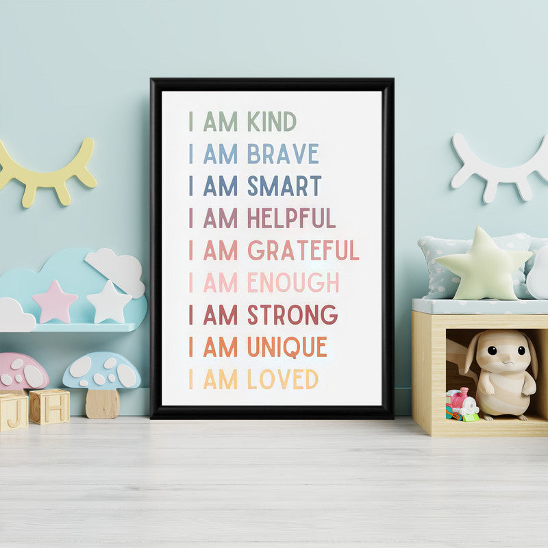 LuxuryStroke's Motivational Paintings For Students, Childrens Bedroom Wall Picturesand Children Nursery Wall Art - Affirmations For Kids