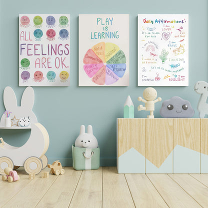 LuxuryStroke's Motivational Paintings For Students, Childrens Bedroom Wall Picturesand Children Nursery Wall Art - Affirmations For Kids