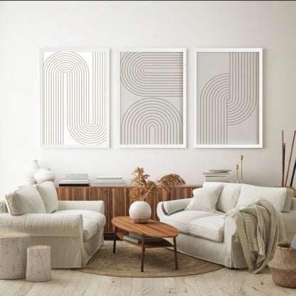 LuxuryStroke's Boho Style Painting, Painting Bohoand Canvas Painting Geometric - Boho Lineart - A Set Of 3 Artful Minimalistic Creations