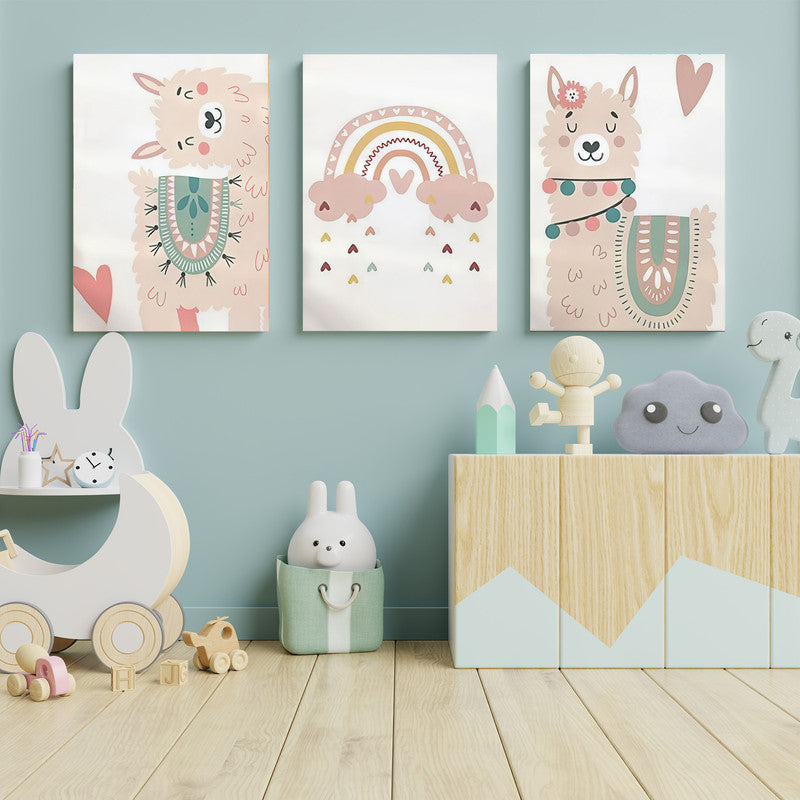 LuxuryStroke's Childrens Bedroom Wall Pictures, Nursery Animal Wall Artand Nursery Canvas Wall Art - Cute Animals