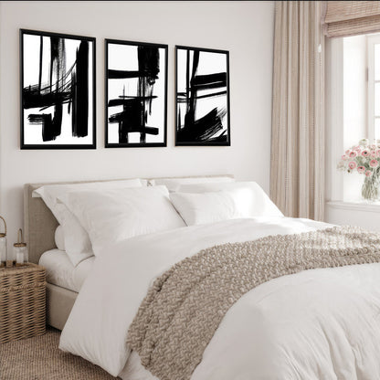 LuxuryStroke's Black White Modern Art, Abstract Acrylic Portraitand Abstract Acrylic Art - Abstract Monochrome Art: A Trio Of Abstract Monochrome Expression