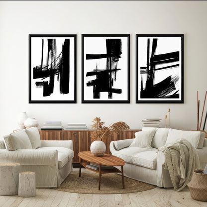 LuxuryStroke's Black White Modern Art, Abstract Acrylic Portraitand Abstract Acrylic Art - Abstract Monochrome Art: A Trio Of Abstract Monochrome Expression