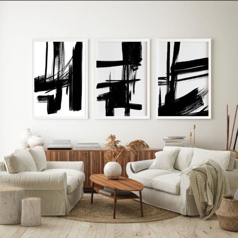 LuxuryStroke's Black White Modern Art, Abstract Acrylic Portraitand Abstract Acrylic Art - Abstract Monochrome Art: A Trio Of Abstract Monochrome Expression