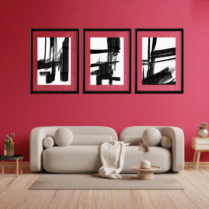 LuxuryStroke's Black White Modern Art, Abstract Acrylic Portraitand Abstract Acrylic Art - Abstract Monochrome Art: A Trio Of Abstract Monochrome Expression