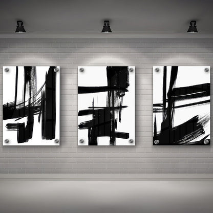 LuxuryStroke's Black White Modern Art, Abstract Acrylic Portraitand Abstract Acrylic Art - Abstract Monochrome Art: A Trio Of Abstract Monochrome Expression
