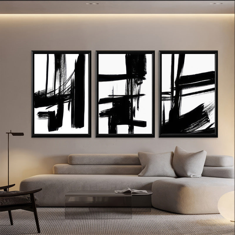 LuxuryStroke's Black White Modern Art, Abstract Acrylic Portraitand Abstract Acrylic Art - Abstract Monochrome Art: A Trio Of Abstract Monochrome Expression