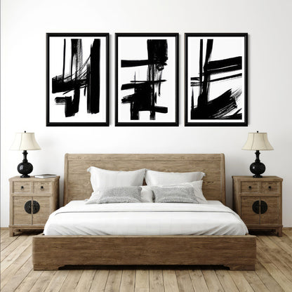 LuxuryStroke's Black White Modern Art, Abstract Acrylic Portraitand Abstract Acrylic Art - Abstract Monochrome Art: A Trio Of Abstract Monochrome Expression