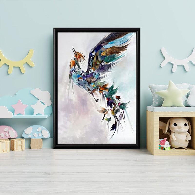 LuxuryStroke's Nursery Animal Wall Art, Nursery Canvas Wall Artand Childrens Bedroom Wall Pictures - Flying Birds In Bird