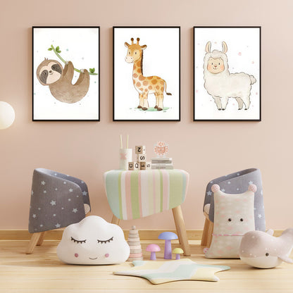 LuxuryStroke's Childrens Bedroom Wall Pictures, Nursery Animal Wall Artand Nursery Canvas Wall Art - Cute Animals