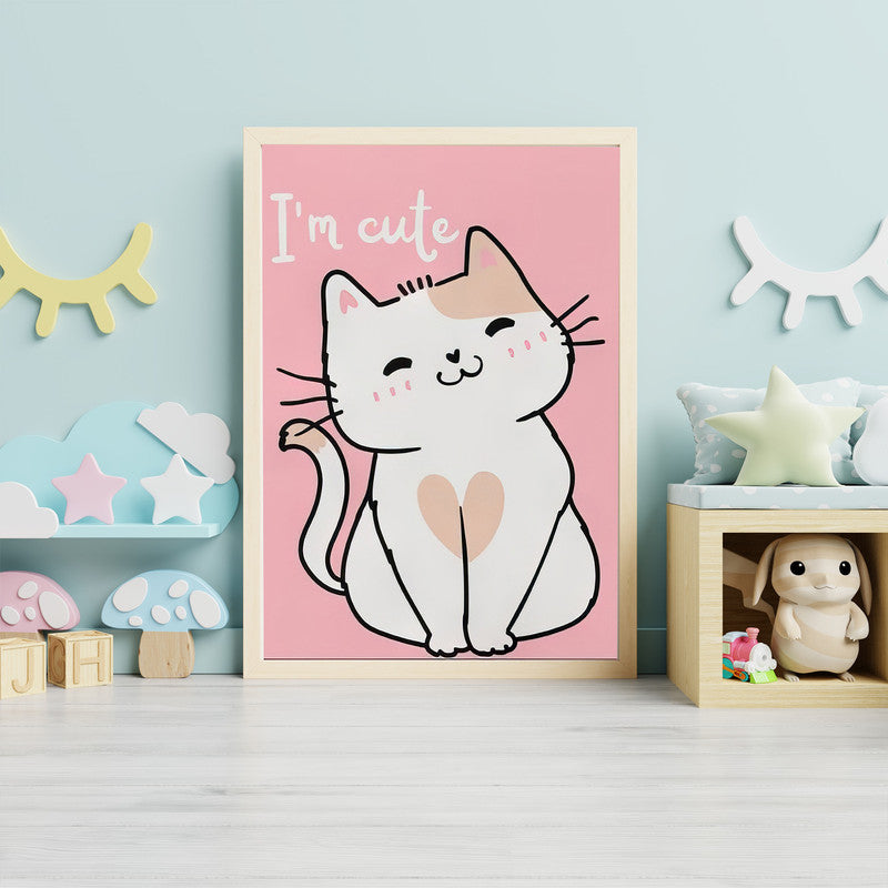 LuxuryStroke's Childrens Bedroom Wall Pictures, Nursery Animal Wall Artand Nursery Canvas Wall Art - I Am Cute Kitten