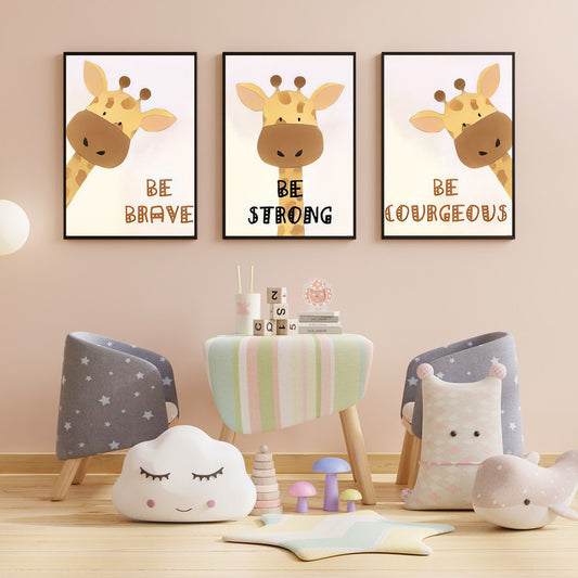 LuxuryStroke's Childrens Bedroom Wall Pictures, Nursery Animal Wall Artand Motivational Paintings For Students - Affirmations For Kids