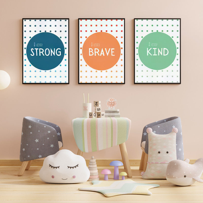 LuxuryStroke's Motivational Paintings For Students, Childrens Bedroom Wall Picturesand Nursery Animal Wall Art - Affirmations For Kids