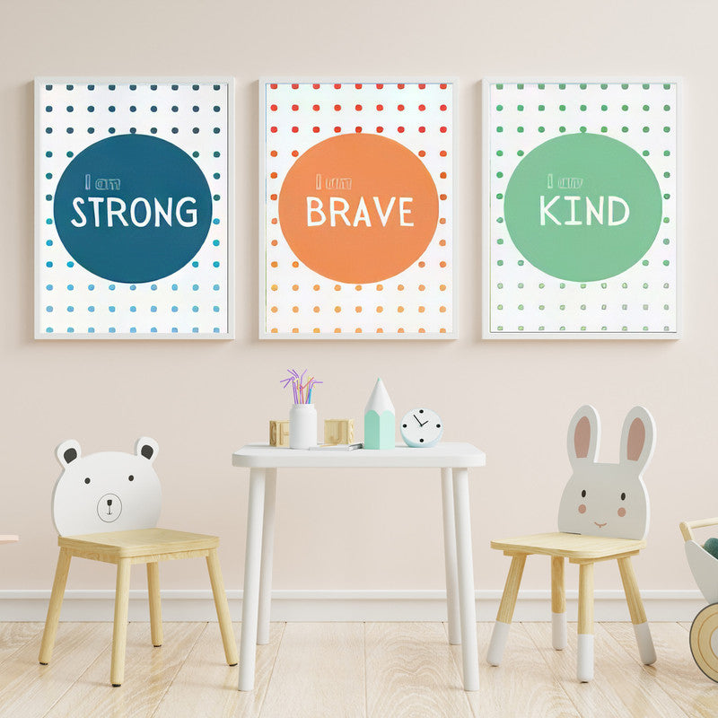 LuxuryStroke's Motivational Paintings For Students, Childrens Bedroom Wall Picturesand Nursery Animal Wall Art - Affirmations For Kids