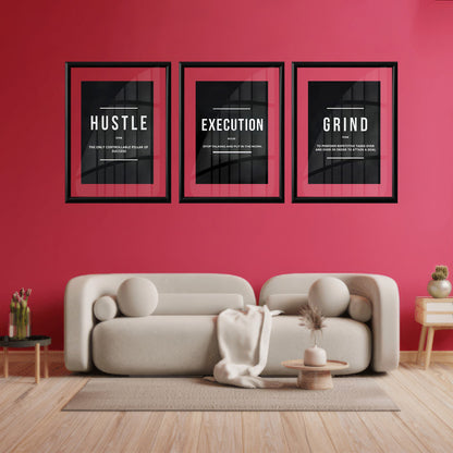 LuxuryStroke's Painting Motivational Quotes, Motivation Painting Quotesand Motivation Paintings With Quotes - Motivational Art - A Trio of Paintings Celebrating Hustle, Execution And Grind